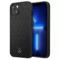 Mercedes Benz Apple iPhone 13 Mini Mercedes dėklas odinis Stars Pattern (MEHCP13SPSQBK) juodos spalvos