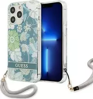 Apple iPhone 13 Pro Guess dėklas Flower Strap (GUHCP13LHFLSN) žalios spalvos