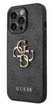 Apple iPhone 14 Pro Guess dėklas 4G Big Metal Logo pilkos spalvos