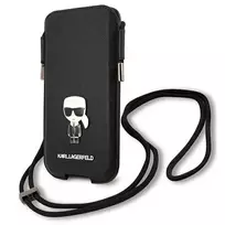 Karl Lagerfeld krepšys 6,7" dėklas Saffiano Ikonik Karl`s (KLHCP12LOPHKMK) juodos spalvos