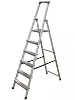 Kopėčios KRAUSE Solidy, 6 pakopų, vienpusės, su daiktų lentynėle, darbinis aukštis 330 cm