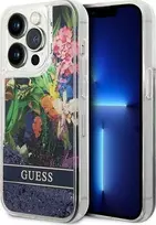 Dėklas GUESS GUHCP14LLFLSB IPHONE 14 PRO 6.1 "Mėlynas/Mėlynas HARDCASE FLOWER LIQUID GLITTER