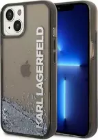 Apple iPhone 14 Karl Lagerfeld dėklas Liquid Glitter Elong juodos spalvos