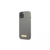 Apple iPhone 13 Pro Guess Dėklas silikoninis Logo Plate MagSafe (GUHMP13LSPLG) pilkos spalvos