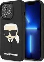 Karl Lagerfeld Karl Lagefeld dėklas, skirtas iPhone 14 Pro 6,1 KLHCP14LKH3DBK juodos spalvos kietas dėklas , skirtas 3D Rubber Karl`s Head