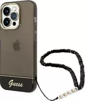 Dėklas GUESS GUHCP14XHGCOHK IPHONE 14 PRO MAX 6.7 "Juodas/Juodas HARDCASE TRANSLUENT PEARL STRAP