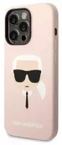 Karl Lagerfeld dėklas, skirtas iPhone 14 Pro Max 6,7 KLHCP14XSLKHBK rožinės spalvos HC Silicone Karl's Head