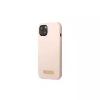 Apple iPhone 13 Mini Guess Dėklas silikoninis Logo Plate MagSafe (GUHMP13SSBPLP) rožinės spalvos