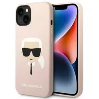 Dėklas Karl Lagerfeld KLHMP14MSLKHLP IPHONE 14 PLUS / 15 PLUS 6.7 "HARDCASE LIGHT Rožinis / LIGHT Rožinis SILICONE KARL`S HEAD MAGSAFE