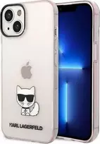 Karl Lagerfeld dėklas, skirtas iPhone 14 Plus 6,7 KLHCP14MCTTRI rožinis kietas dėklas, skirtas Skaidrus Choupette Body