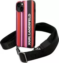 Dėklas Karl Lagerfeld Color Stripes Strap Case for iPhone 14 Plus / 15 Plus 6.7" - Rožinė