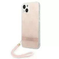 Apple iPhone 14 Plus Guess dėklas 4G Print Strap (GUOHCP14MH4STP) rožinės spalvos