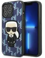 Apple iPhone 13 Pro Max Karl Lagerfeld dėklas Monogram Ikonik Patch mėlynos spalvos