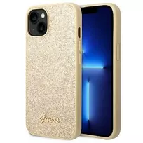 Apple iPhone 14 Guess Hard case Glitter Script telefono dėklas aukso spalvos