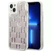 Karl Lagerfeld KLHCP14SLMNMS Apple iPhone 14/ 15 / 13 6,1″ kietas dėklas sidabrinis Liquid Glitter Monogram