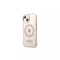 Apple iPhone 13 Pro Guess Dėklas Gold Outline Translucent MagSafe (GUHMP13LHTCMP) rožinės spalvos