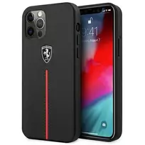 Ferrari FEOMSHCP12LBK Apple iPhone 12 Pro Max dėklas telefonui juodos spalvos Off Track Leather Nylon Stripe