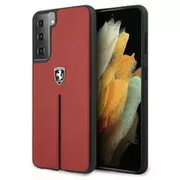 Samsung Galaxy S21 Ferrari dėklas Off Track odinis Nylon Stripe (FEOSIHCS21SRE) raudonos spalvos
