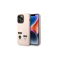 Apple iPhone 14 Pro Karl Lagerfeld dėklas silikoninis Karl & Choupette Magsafe (KLHMP14LSSKCI) light rožinės spalvos