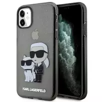 Karl Lagerfeld KLHCN61HNKCTGK Apple iPhone 11/ Xr 6,1″ juodos spalvos kietas dėklas Gliter Karl&Choupette