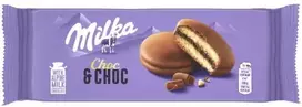 Pyragaičiai MILKA biskvitiniai su kakaviniu įdaru ir šokolado gabaliukais, 150g