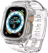 „Spigen Rugged Armor Pro“ dėklas – apyrankė su dėklu, skirta „Apple Watch Ultra“ 49 mm (skaidrus)