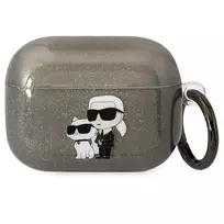 Apple AirPods Pro Karl Lagerfeld Gliter Karl&Choupette (KLAPHNKCTGK) ausinių dėklas juodos spalvos