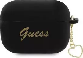 Apple AirPods Pro 2 Guess silikoninis Charm Heart Collection (GUAP2LSCHSK) ausinių dėklas juodos spalvos