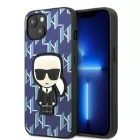 Apple iPhone 13 Mini Karl Lagerfeld dėklas Monogram Ikonik Patch mėlynos spalvos