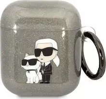 Apple AirPods Karl Lagerfeld Gliter Karl&Choupette (KLA2HNKCTGK) ausinių dėklas juodos spalvos