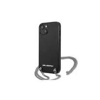 Apple iPhone 13 Karl Lagerfeld dėklas odinis Textured And Chain (KLHCP13MPMK) juodos spalvos