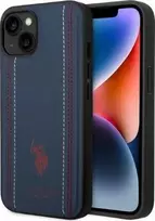Us Polo Assn US Polo USHCP14SPFAV Apple iPhone 14 6.1" dėklas telefonui mėlynos spalvos Leather Stitch