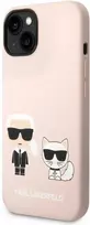 Karl Lagerfeld ir Choupette skystas silikoninis dėklas, skirtas iPhone 14 Plus Rožinė