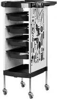 Activeshop Kirpėjo vežimėlis GABBIANO HAIRDRESSER HELPER MODEL 2 Baltas GRAPHIC