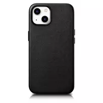 iCarer Leather Apple iPhone 14 Plus genuine leather dėklas telefonui juodos spalvos (compatible with MagSafe)