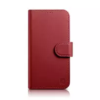iCarer Wallet 2in1 Apple iPhone 14 Pro Max Leather atverčiamas Anti-RFID dėklas telefonui raudonos spalvos (WMI14220728-RD)