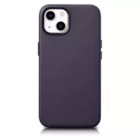 iCarer Leather Apple iPhone 14 Plus Dark dėklas telefonui violetinės spalvos (MagSafe Compatible)