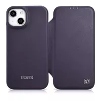 iCarer CE Premium Leather Apple iPhone 14 Plus Magnetic atverčiamas Leather MagSafe Dark dėklas telefonui violetinės spalvos (WMI14220715-DP)