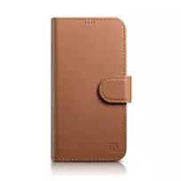 iCarer Wallet 2in1 Apple iPhone 14 Plus Anti-RFID Leather atverčiamas dėklas telefonui rudos spalvos (WMI14220727-BN)