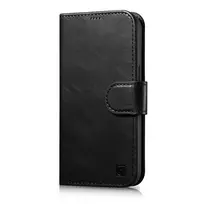 iCarer Oil Wax Wallet 2in1 Apple iPhone 14 Plus Anti-RFID Leather atverčiamas dėklas telefonui juodos spalvos (WMI14220723-BK)