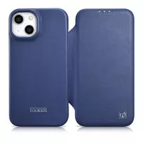 iCarer CE Premium Leather Apple iPhone 14 Plus Magnetic atverčiamas Leather MagSafe dėklas telefonui mėlynos spalvos (WMI14220715-BU)