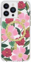 Skaidrus Rifle Paper „MagSafe“ – aukso spalvos dėklas skirtas „iPhone 14 Pro Max“ („Rose Garden“)