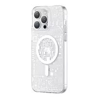 Kingxbar PQY Geek Series magnetic iPhone 14 Pro Max MagSafe dėklas telefonui sidabrinės spalvos