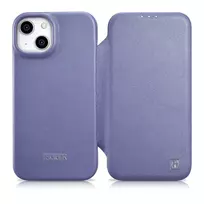 iCarer CE Premium Leather Apple iPhone 14 Plus Magnetic atverčiamas Leather MagSafe Light dėklas telefonui violetinės spalvos (WMI14220715-LP)