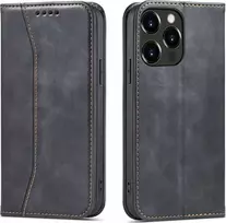 Hurtel Magnet Fancy dėklas telefonui Apple iPhone 14 Plus atverčiamas su stoveliu juodos spalvos