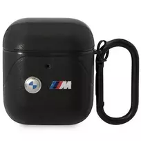 Apple AirPods BMW Leather Curved Line (BMA222PVTK) ausinių dėklas juodos spalvos