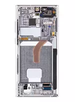 Dėklas LCD ekranas + jutiklinis blokas + priekinis dangtelis Samsung S908B Galaxy S22 Ultra Phantom Baltas (pakeitimų paketas)