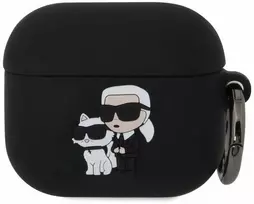 Karl Lagerfeld 3D Logo NFT Karl and Choupette silikoninis dėklas ausinėms AirPods 3 juodos spalvos