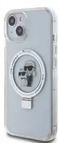 Karl Lagerfeld KLHMP15SHMRSKCH Apple iPhone 15/ 14 / 13 6.1″ baltos spalvos kietas dėklas Ring Stand Karl&Choupett