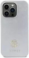 Guess dėklas, skirtas iPhone 15 Plus 6,7 GUHCP15MPS4DGPS sidabrinis HC PU 4G Metal Logo Strass